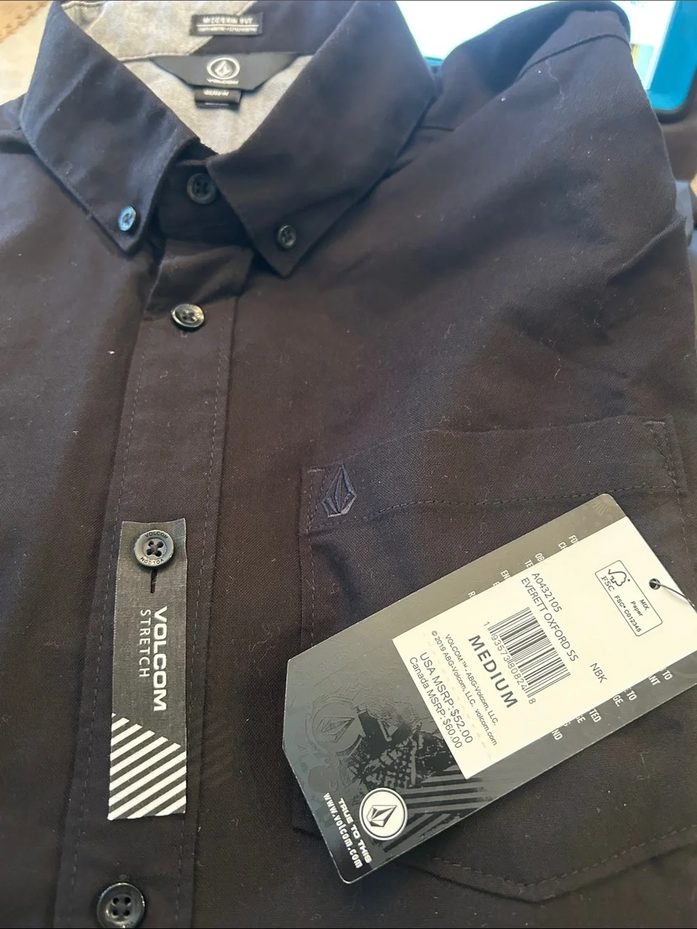 Volcom Black Stretch Button-Down Shirt - Men's Medium